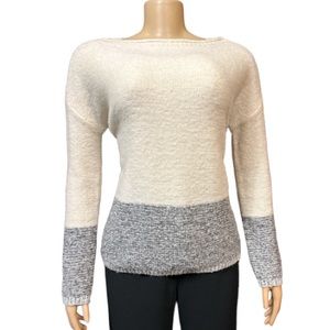 Vintage Joan Vass Sweater wool blend Colorblock Bateau Neckline cream size S